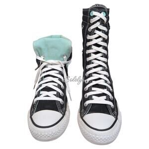 Converse 2013 XHI Calf High Black Mint White Foldover Canvas Sneaker Womens 6